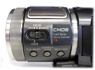 Detail objektivu videokamery HC1 zboku (Klikni pro zvětšení)