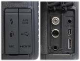 Detail přípojných zdířek řady Canon EOS (Kliknutí zvětší)