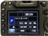 Canon EOS 5D: detail hlavního displeje (Kliknutí zvětší)