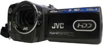 JVC MG575 v přední perspektivě s LCD (Klikni pro zvětšení)