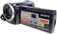 Sony PJ10 zepředu s otevřeným LCD (Kliknutí zvětší)