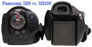 Srovnání zezadu Panasonic SD5 a SD100 (Kliknutí zvětší)