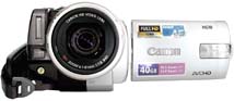Canon HG10: zepředu s otevřeným LCD (Klikni pro zvětšení)