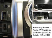 Detail konektorů JVC Everio GZ-MC200 (Klikni pro zvětšení)