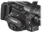 Canon XF300 v detailu z pravoboku (Kliknutí zvětší)