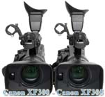 Canon XF300 versus XF305 zepředu (Kliknutí zvětší)