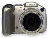 Canon S2 IS zepředu: sklopený blesk (Klikni pro zvětšení)
