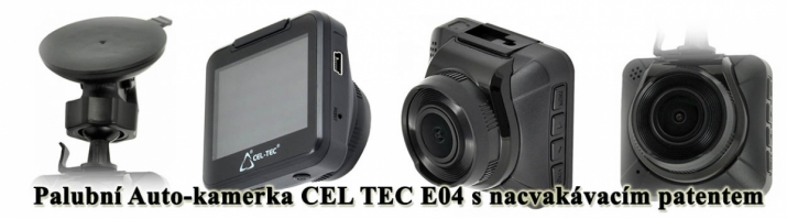 Čtyři detaily palubní Auto-kamerky CEL TEC E04... 