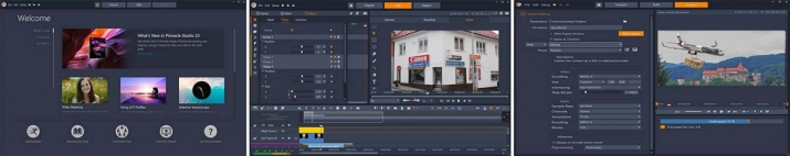 Tři obrazovky komunikace editačního softwaru Pinnacle VS23