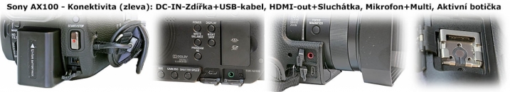 Videokamera Sony FDR-AX100: Přípojné možnosti... 