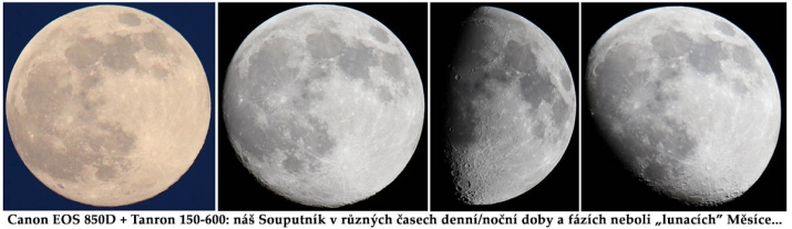Canon EOS 850D a Tamron 150-600: čtyři snímky Měsíce