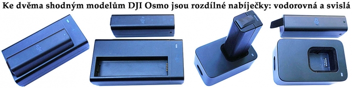 Každá varianta DJI Osmo autora článku má jinou nabíječku