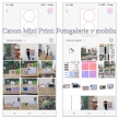 Dvě z obazovek aplikace Canon Mini Print v mobilu...