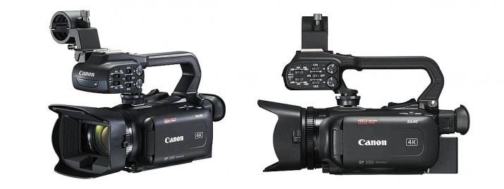 Videokamera Canon XA40 ve dvou perspektivách... 