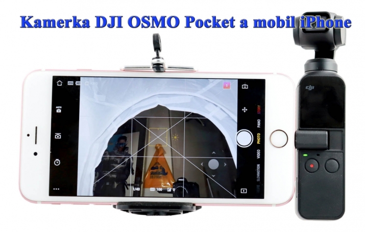 Kamerka DJI OSMO Pocket propojená s mobilem iPhone