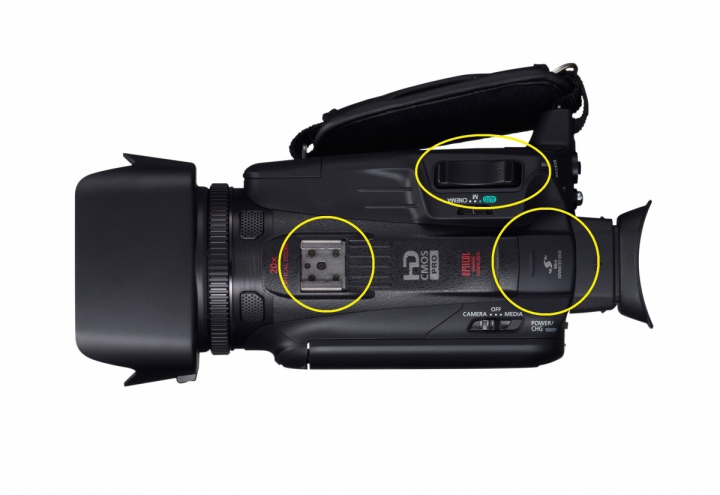 Znázornění detailů nové kamery Canon HF G30 