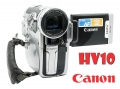 Elegantní DLAŇOVKA Canon HV10 v přední perspektivě