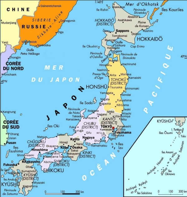 Názorná mapka Japonska