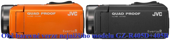 Obě barevné verze nejnižšího modelu JVC GZ-R405