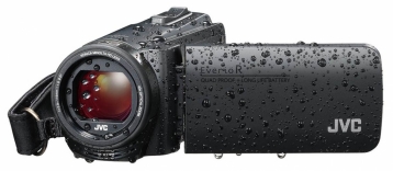 Videokamera JVC GZ-R495: černá verze v perspektivě