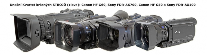 Kvarteto dnes porovnávaných modelů videokamer...