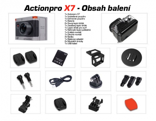 Obsah balení ACTIONPRO X7