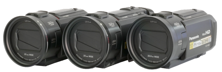 Trio současných videokamer Panasonic: VX1, VXF1 a V800 