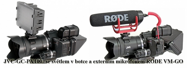 Videokamery JVC GC-PX100 s doplňky v botičce...