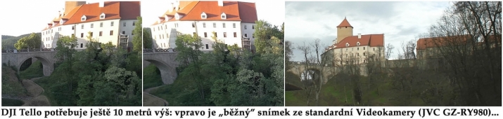 Srovnání záběrů z DJI TELLO a běžné Videokamery...