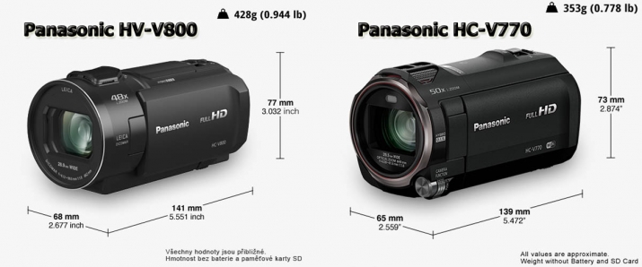 Názorné srovnáni: Panasonic HC-V800 versus V770