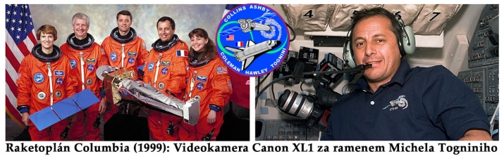 Raketoplán Columbia (1999): posádka a detail kamery
