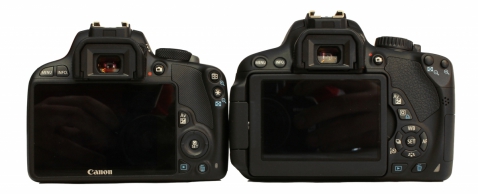 Srovnání zadního pohledu Canon EOS 650D a 100D