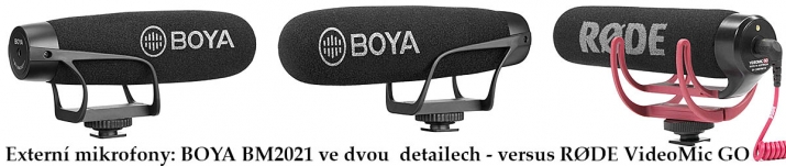 Základní externí mikrofon BOYA BM 2021 a RODE VM-GO