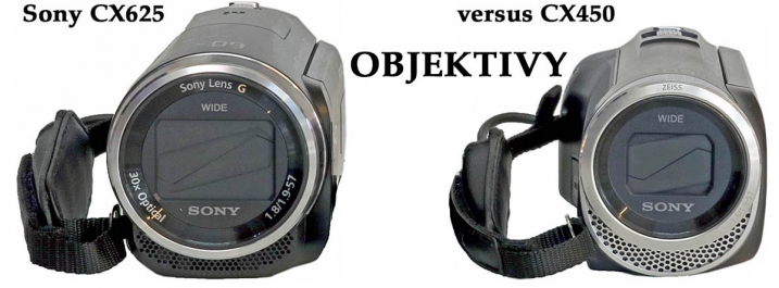 Videokamery Sony HDR-CX625 na CX450: objektivy...