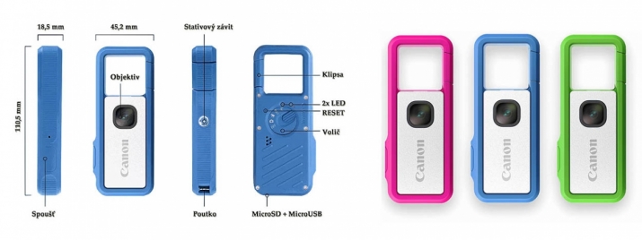 Canon IVY REC: Rozměry v detailech, barvy tělíčka...