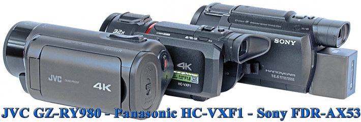 Videokamery JVC RY980, Panasonic VXF1 a Sony AX53
