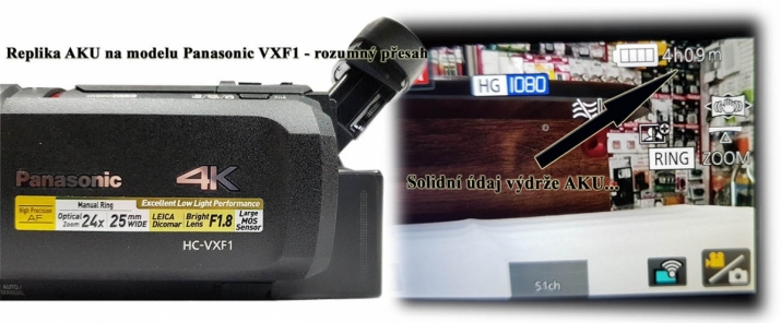 Videokamera Panasonic VXF1 s novým Aku: výdrž...