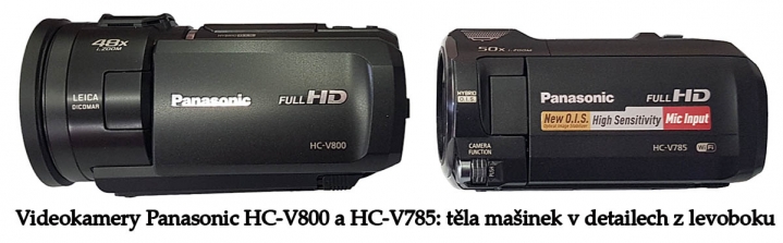 Videokamery Panasonic HC-V800 a HC-V785 zleva...