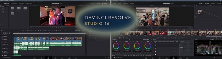 Pracovní obrazovky editačního SW DaVinci Resolve...